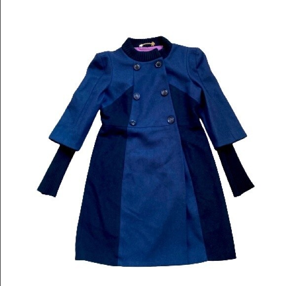 Tibi New York designer Wool Double Breasted Navy & Black Coat Size 10 - Picture 1 of 12